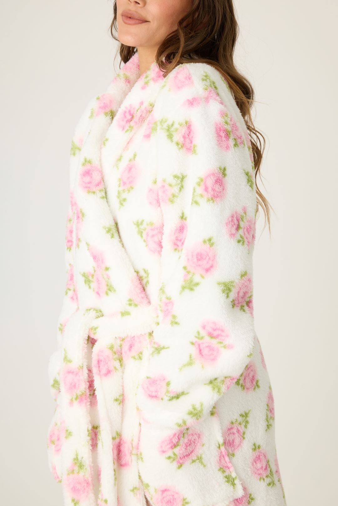 PJ Salvage Let's Get Cozy Ivory Rose Fleece Robe