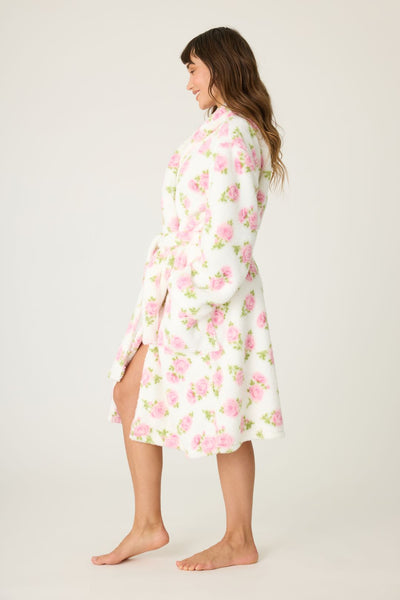 PJ Salvage Let's Get Cozy Ivory Rose Fleece Robe
