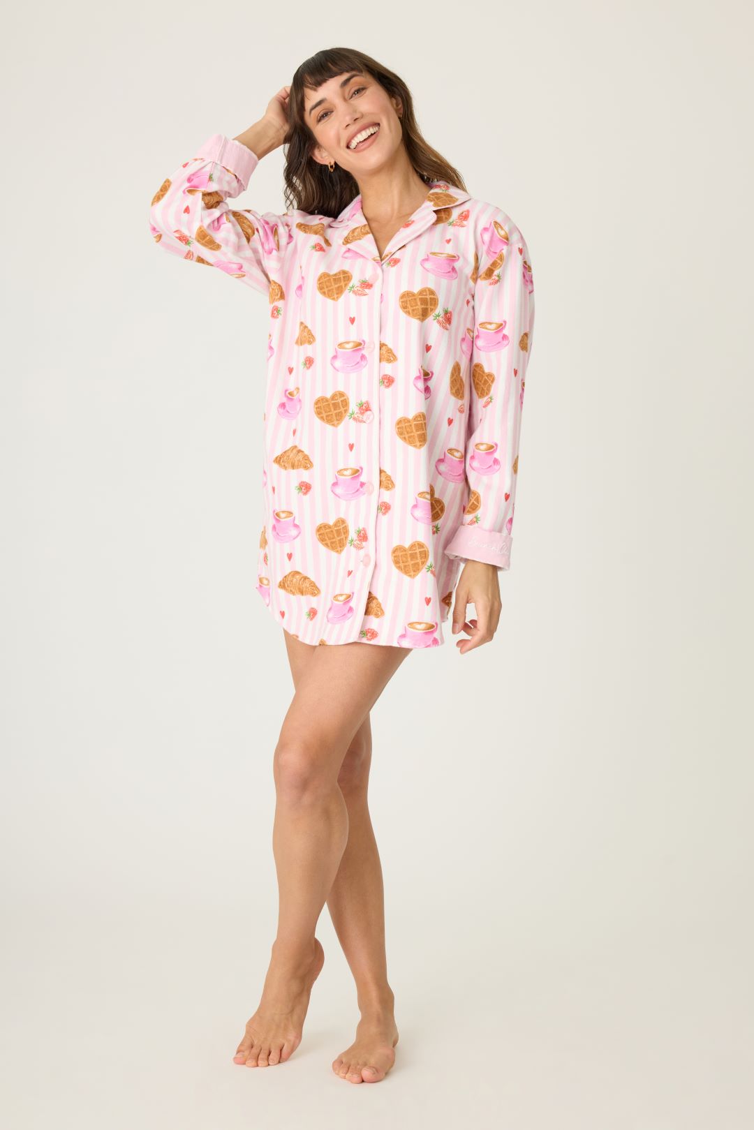 PJ Salvage Brunch Club Breakfast Flannel Nightshirt