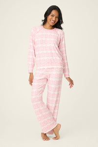 PJ Salvage Geometric Heart Print Peachy PJ Set