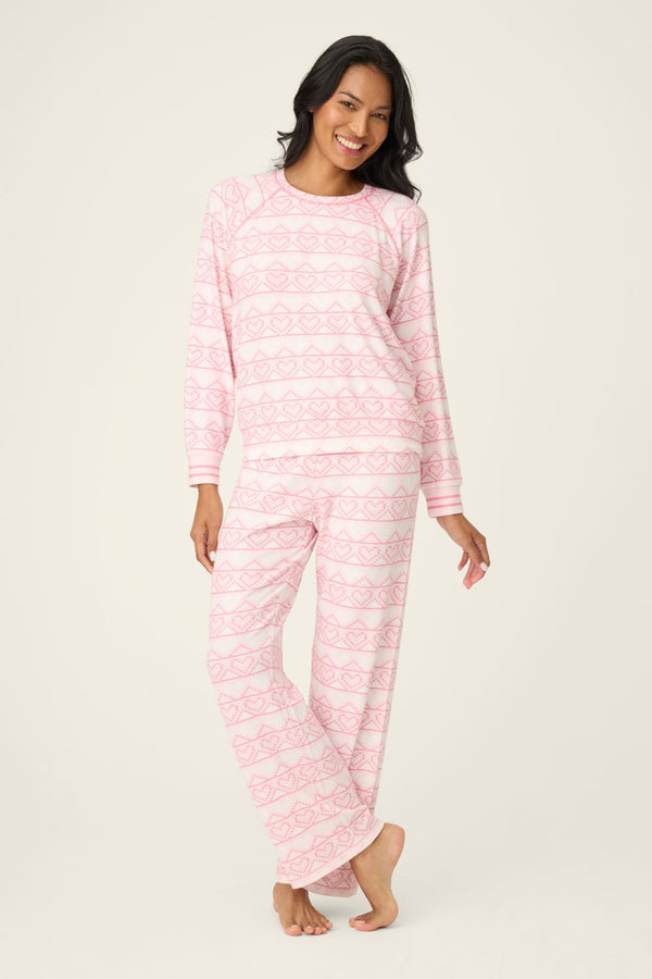 PJ Salvage Geometric Heart Print Peachy PJ Set