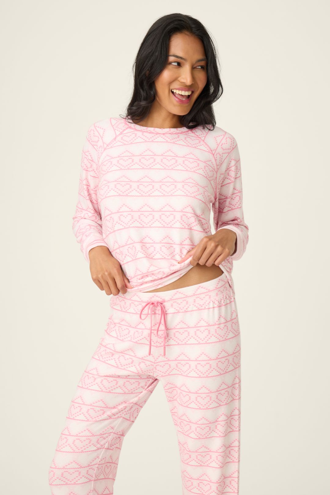 PJ Salvage Geometric Heart Print Peachy PJ Set