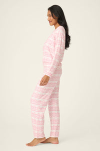 PJ Salvage Geometric Heart Print Peachy PJ Set