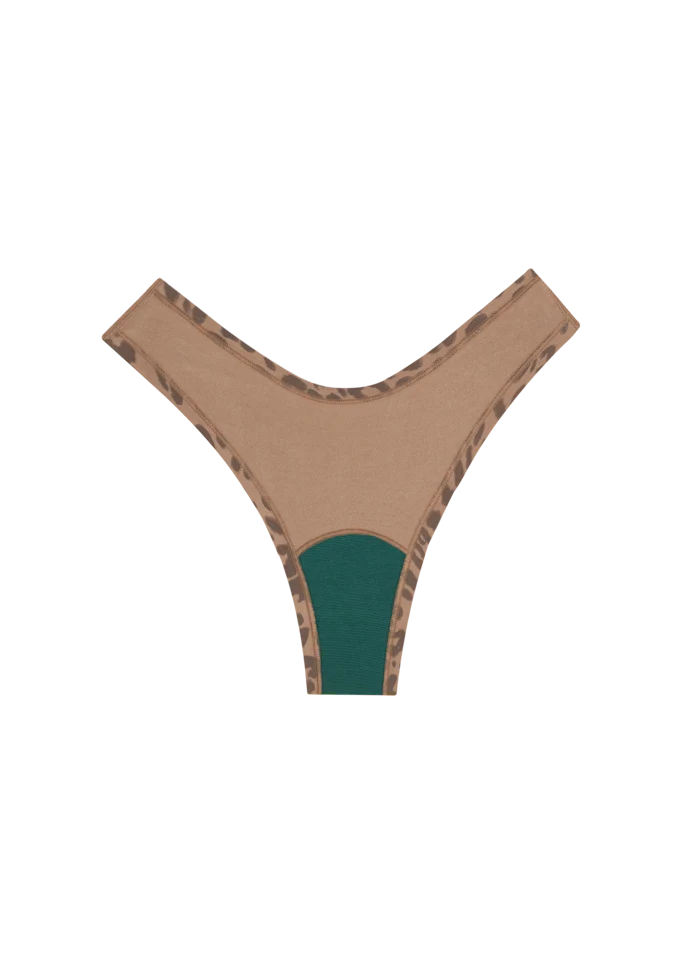 Huha Mineral Undies Dipped Thong-Limited Edition Leopard Tan