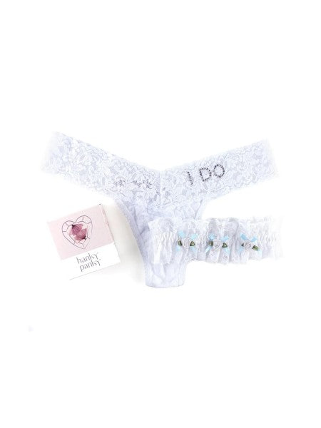 Hanky Panky "I Do" Low Rise Thong and Bridal Garter.