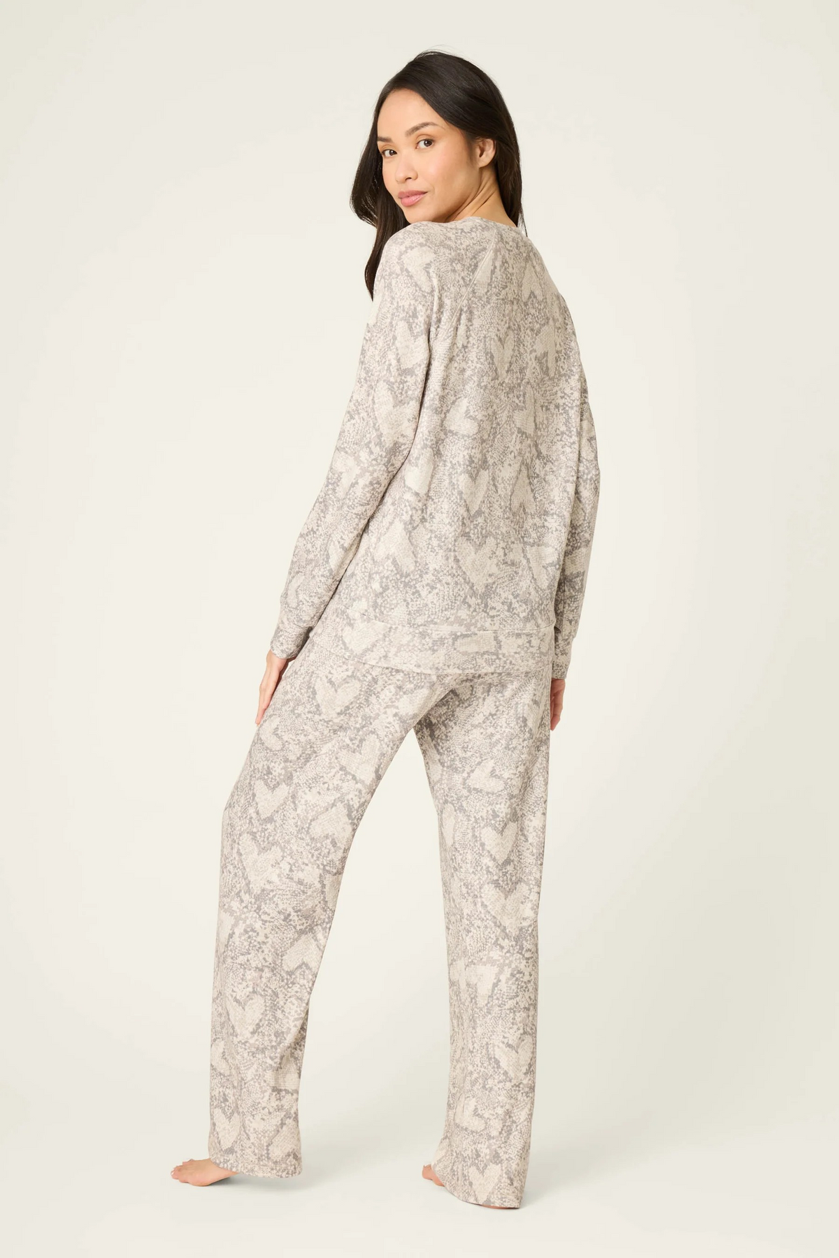 PJ Salvage Snakeskin Heart Print Peachy PJ Set