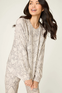 PJ Salvage Snakeskin Heart Print Peachy PJ Set