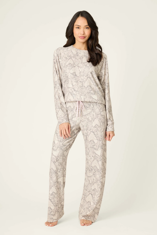 PJ Salvage Snakeskin Heart Print Peachy PJ Set