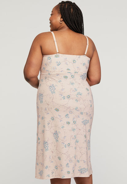 Montelle Microfiber and Lace Gown-Floral Tea