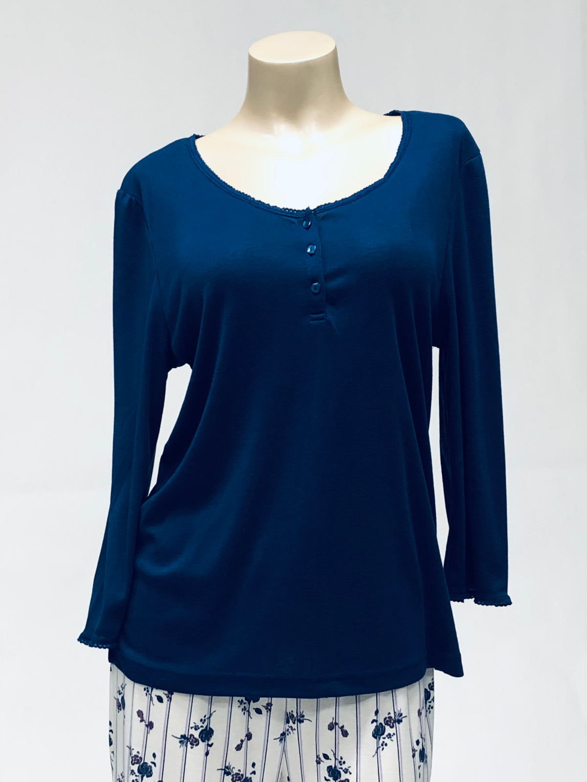 Wild Bleu Long Sleeve Henley Tee