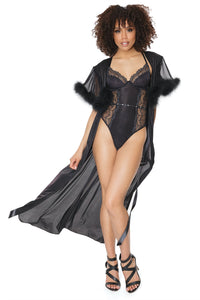 Coquette Robe With Marabou Trim