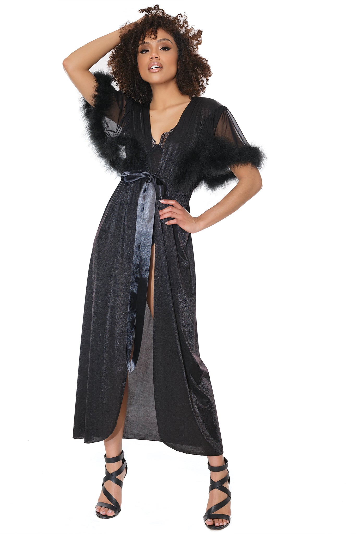 Coquette Robe With Marabou Trim