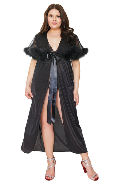 Coquette Robe With Marabou Trim