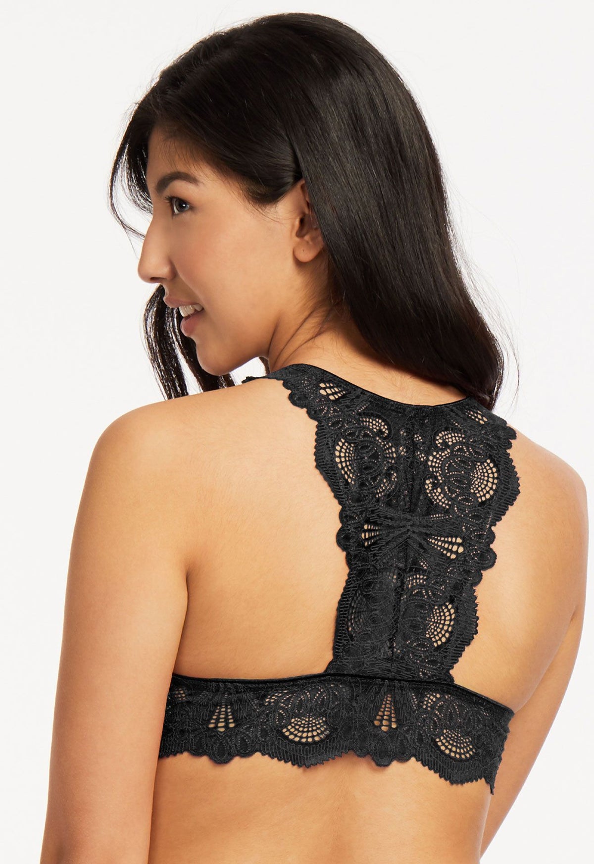 Fleur't Lace T-Back Bralette-Black
