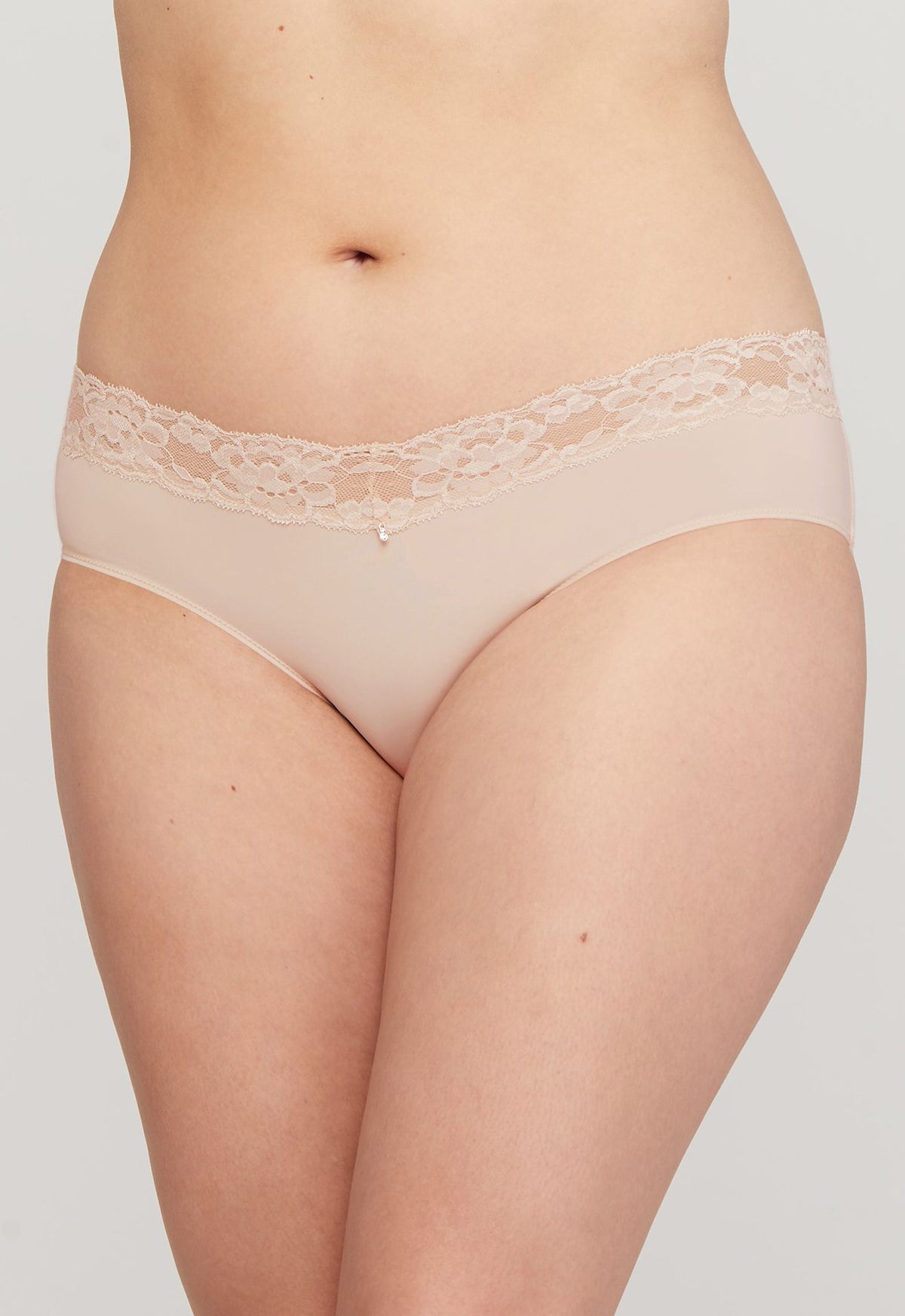 Montelle Microfiber and Lace Hipster-Champagne