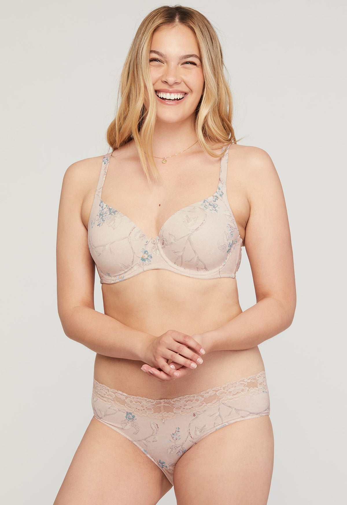 Montelle Microfiber and Lace Hipster-Floral Tea