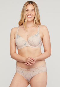 Montelle Microfiber and Lace Hipster-Floral Tea