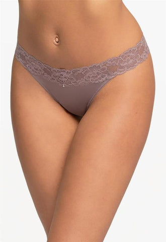 Montelle Microfiber and Lace Thong-L