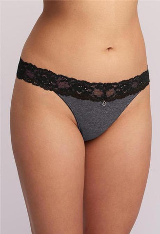 Montelle Microfiber and Lace Thong-XXL only