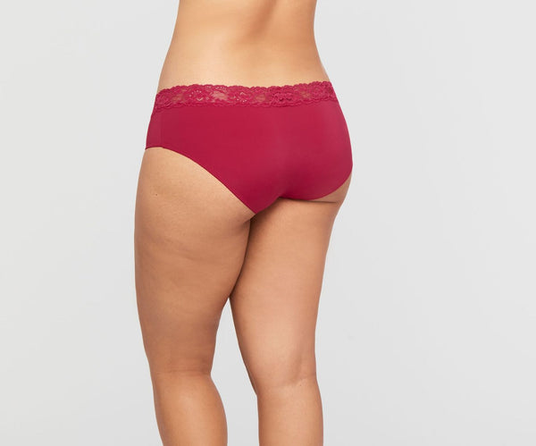 Montelle Microfiber and Lace Hipster-Raspberry