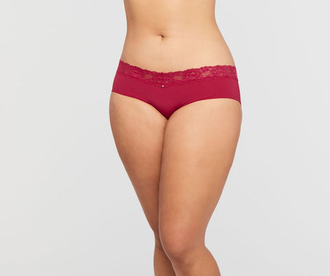 Montelle Microfiber and Lace Hipster-Raspberry