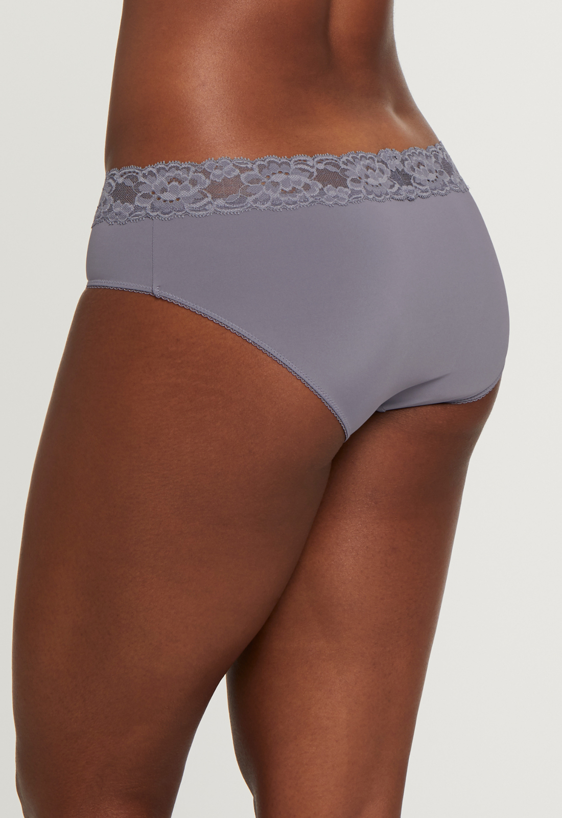 Montelle Microfiber and Lace Hipster-Crystal Grey