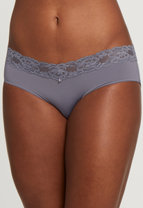Montelle Microfiber and Lace Hipster-Crystal Grey