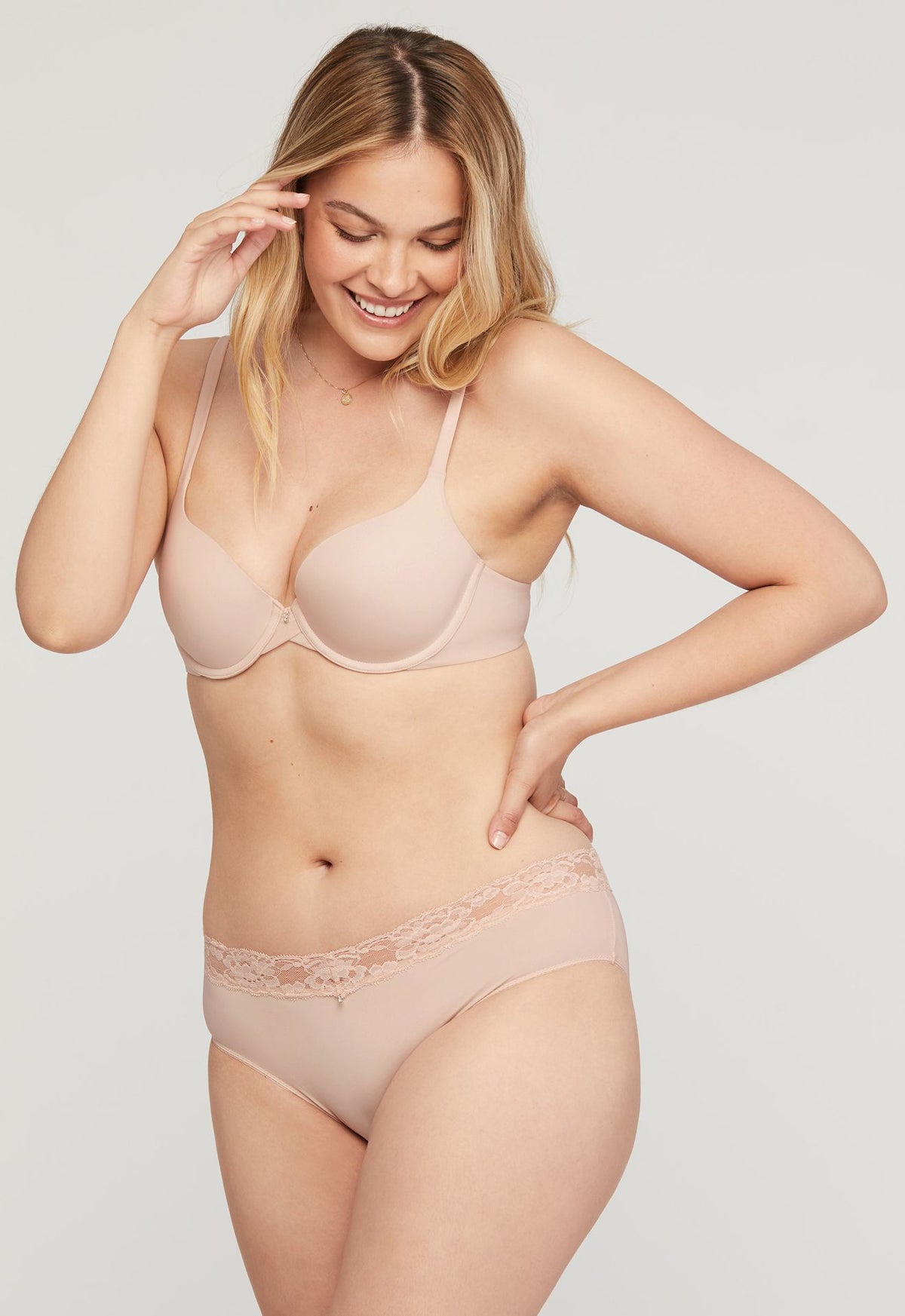 Montelle Microfiber and Lace Brief-Champagne
