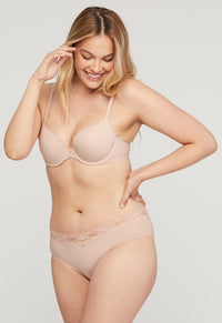Montelle Microfiber and Lace Brief-Champagne