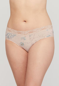 Montelle Microfiber and Lace Brief-Floral Tea-XL only