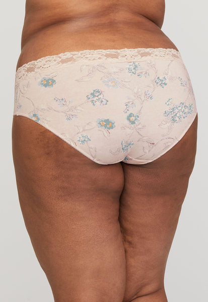 Montelle Microfiber and Lace Brief-Floral Tea-XL only