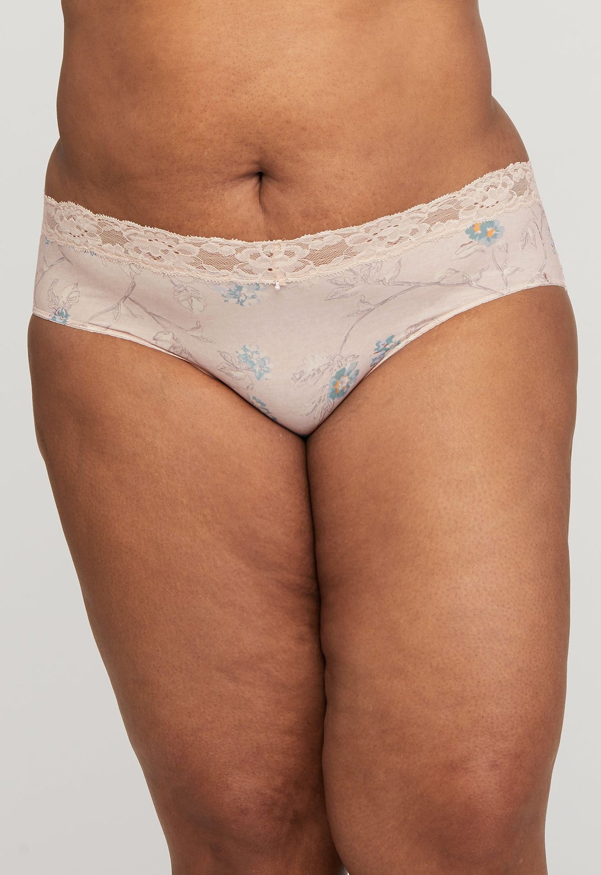 Montelle Microfiber and Lace Brief-Floral Tea-XL only