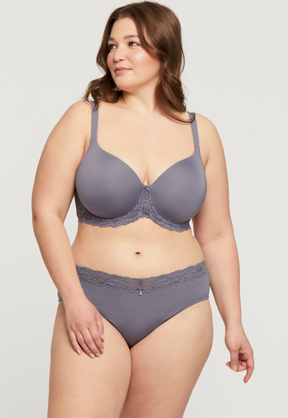 Montelle Microfiber and Lace Hipster-Crystal Grey