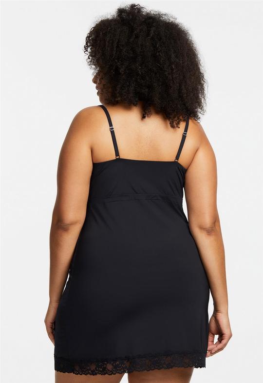 Montelle Microfiber and Lace Chemise-Black