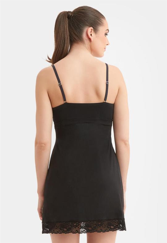 Montelle Microfiber and Lace Chemise-Black