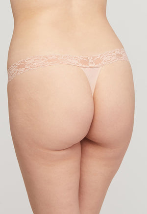 Montelle Microfiber and Lace Thong-Champagne