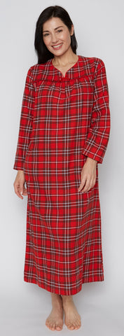 Kayanna Red Plaid Flannel Nightgown