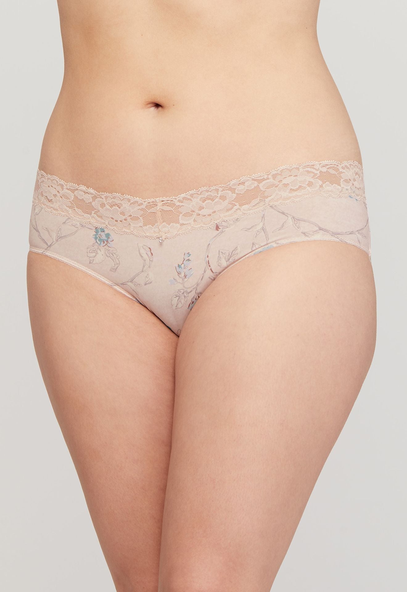 Montelle Microfiber and Lace Hipster-Floral Tea