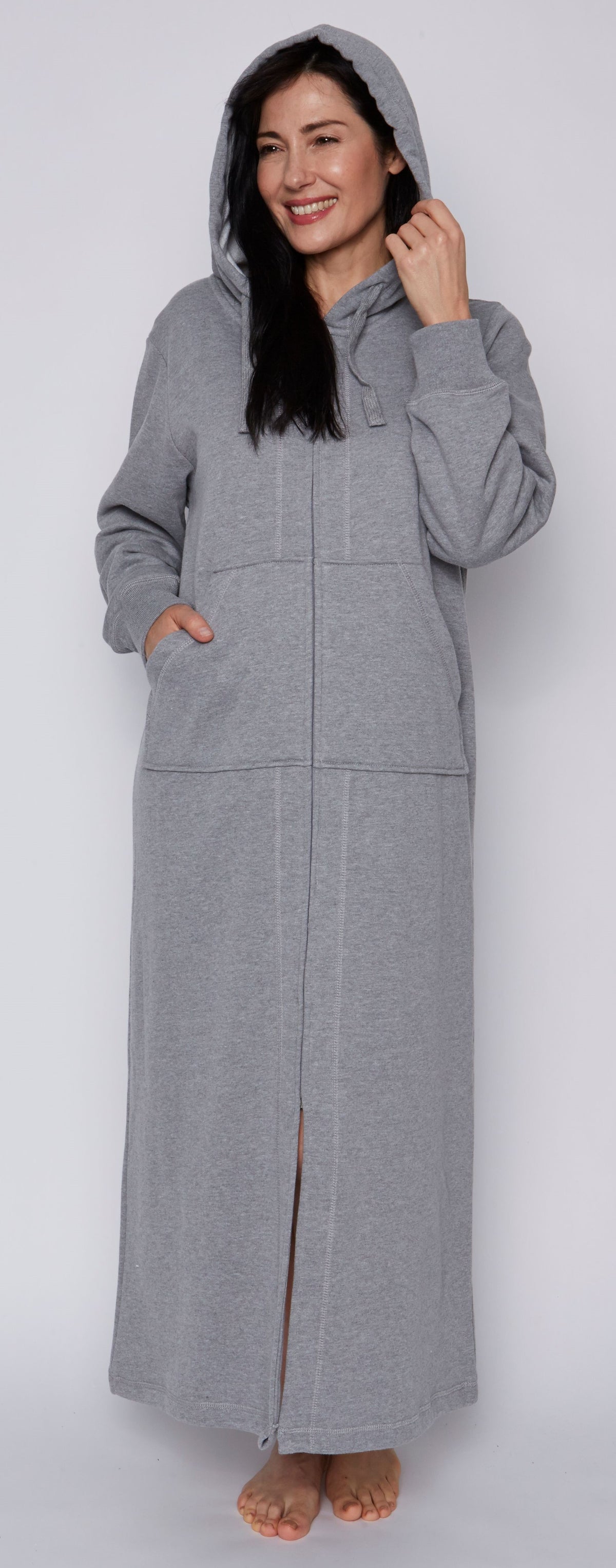 Kayanna Zipper Sweatshirt Robe-Available in Grey and Blue
