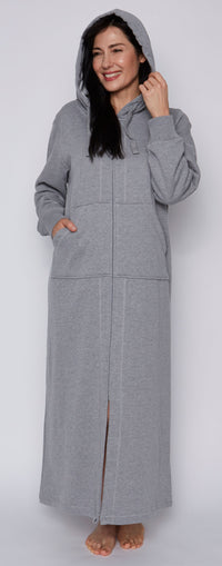 Kayanna Zipper Sweatshirt Robe-Available in Grey and Blue
