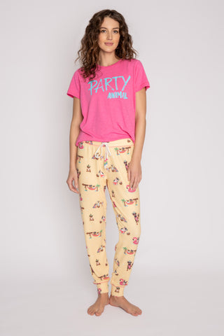 PJ Salvage Womens L Lounge Thermal Knit Pajama Pants Dogs in Santa Hats $68  RV