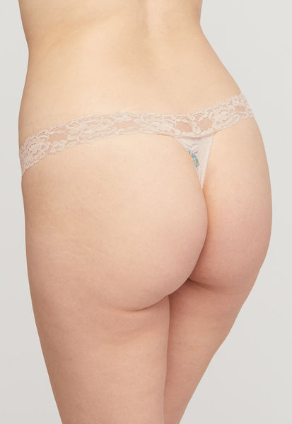 Montelle Microfiber and Lace Thong-Floral Tea