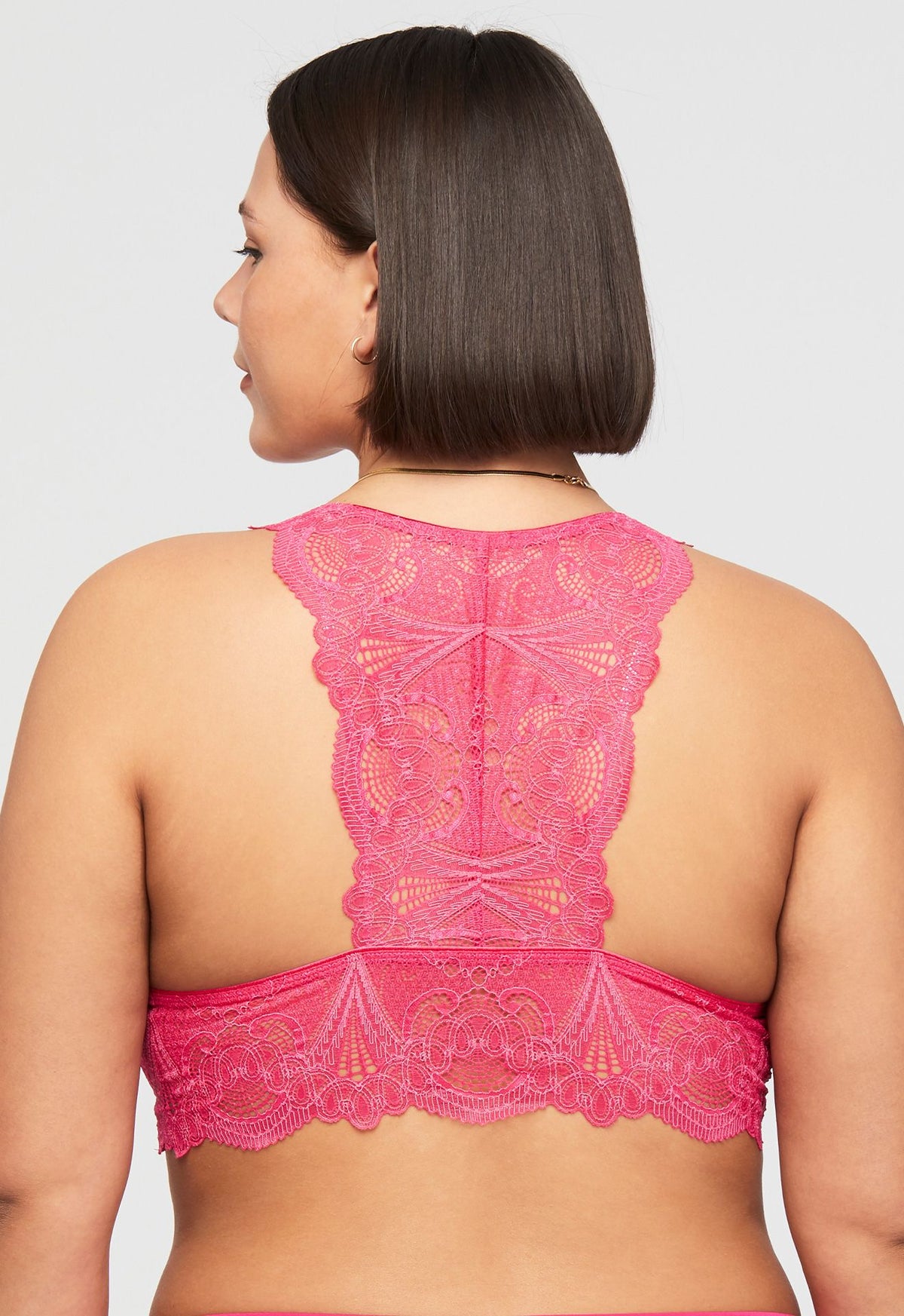 Fleur't Lace T-Back Bralette-Bright Rose