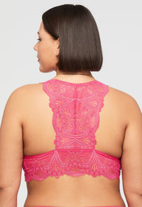 Fleur't Lace T-Back Bralette-Bright Rose