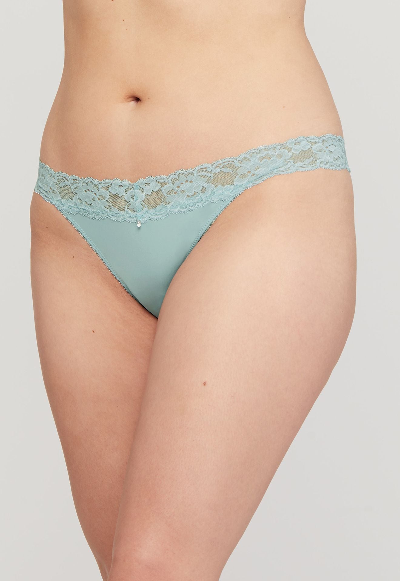 Montelle Microfiber and Lace Thong-Skylight